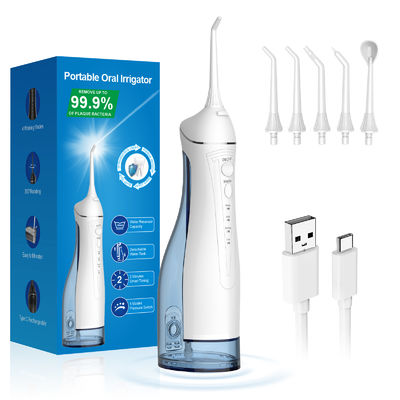 300 Ml Portable Rotatable Power Cordless Dental Water Flosser with 5 Customizable Nozzle Tips for Teeth Irrigator