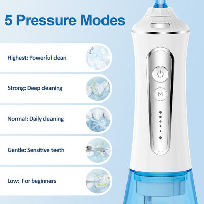 300ml Home And Travel IPX7 Portable Oral Irrigator Teeth Cleaning 5 Modes 1800mAh Rechargeable Dental Water Pick Jet Flosser