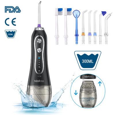 Electric 300ml Portable Oral Irrigator Flosser IPX7 With 6 Jet Tips