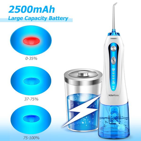 Electric Irrigator oral para os dentes, as cintas, o líquido de limpeza impermeável dos dentes sem corda da água Flosser, recarregável dentais & IPX7